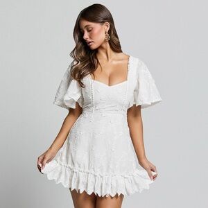 White Embroidered Mini Dress